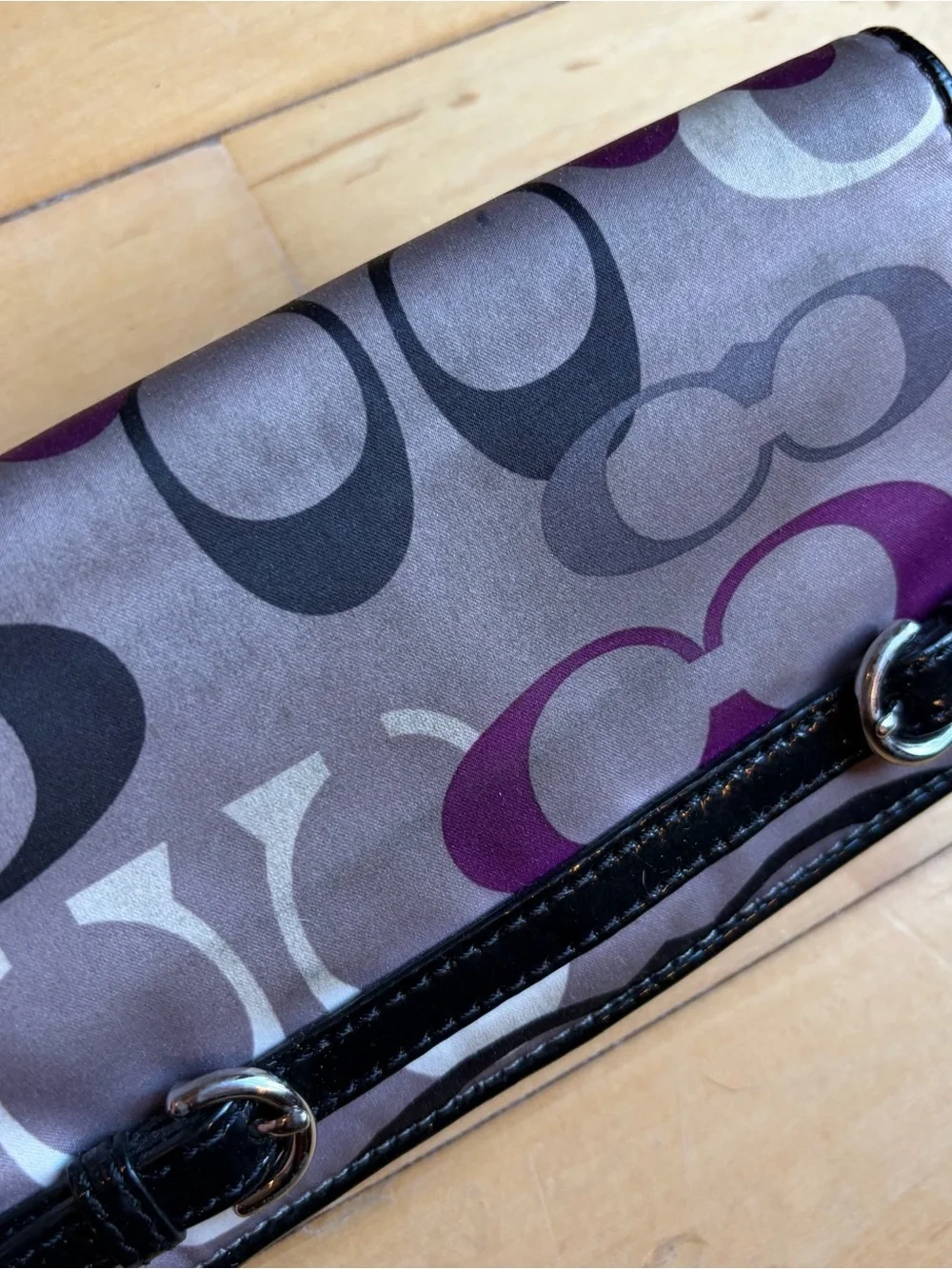 COACH Soho Optic Print Demi Clutch VTG Y2K Double Buckle Wristlet Wallet *READ*